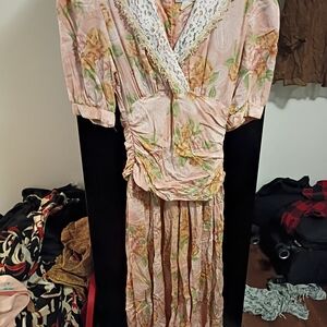 Floral Lace-Trimmed Dress